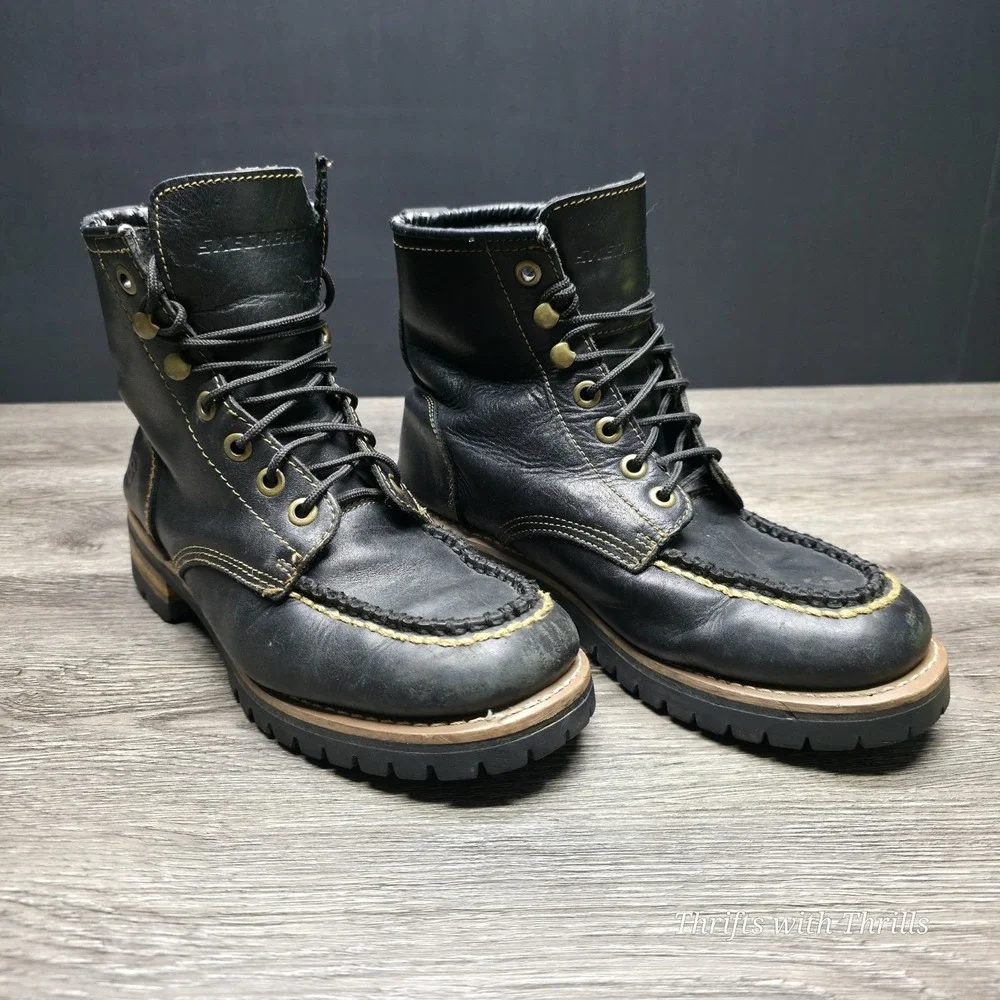 Skechers‎ Men's Work Boots -  Size 9.5 - Oil Resistant, Moc Toe, Black Leather